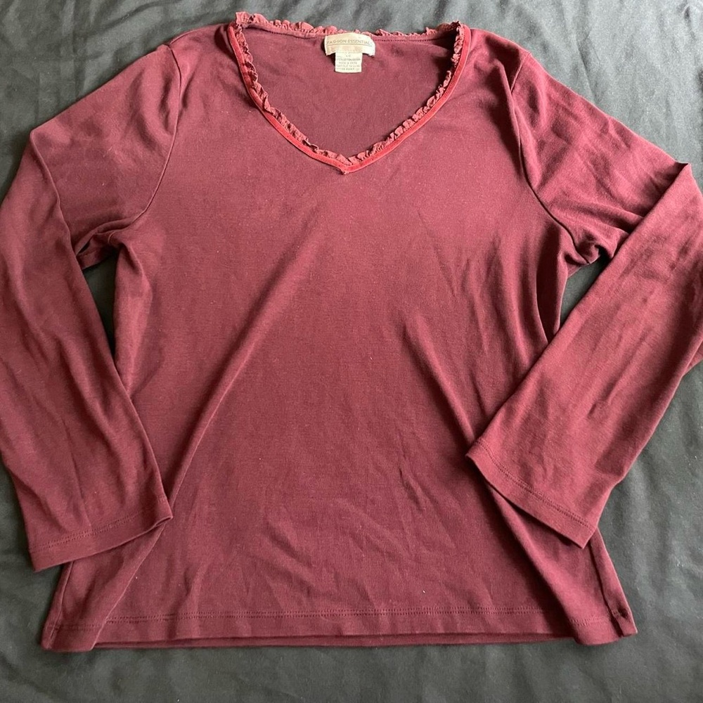 Burgundy Long Sleeve Top